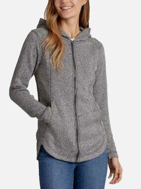 Eddie Bauer Womens Radiator Fleece Full Zip Hooded Jacket (Grey, SMALL) NWT